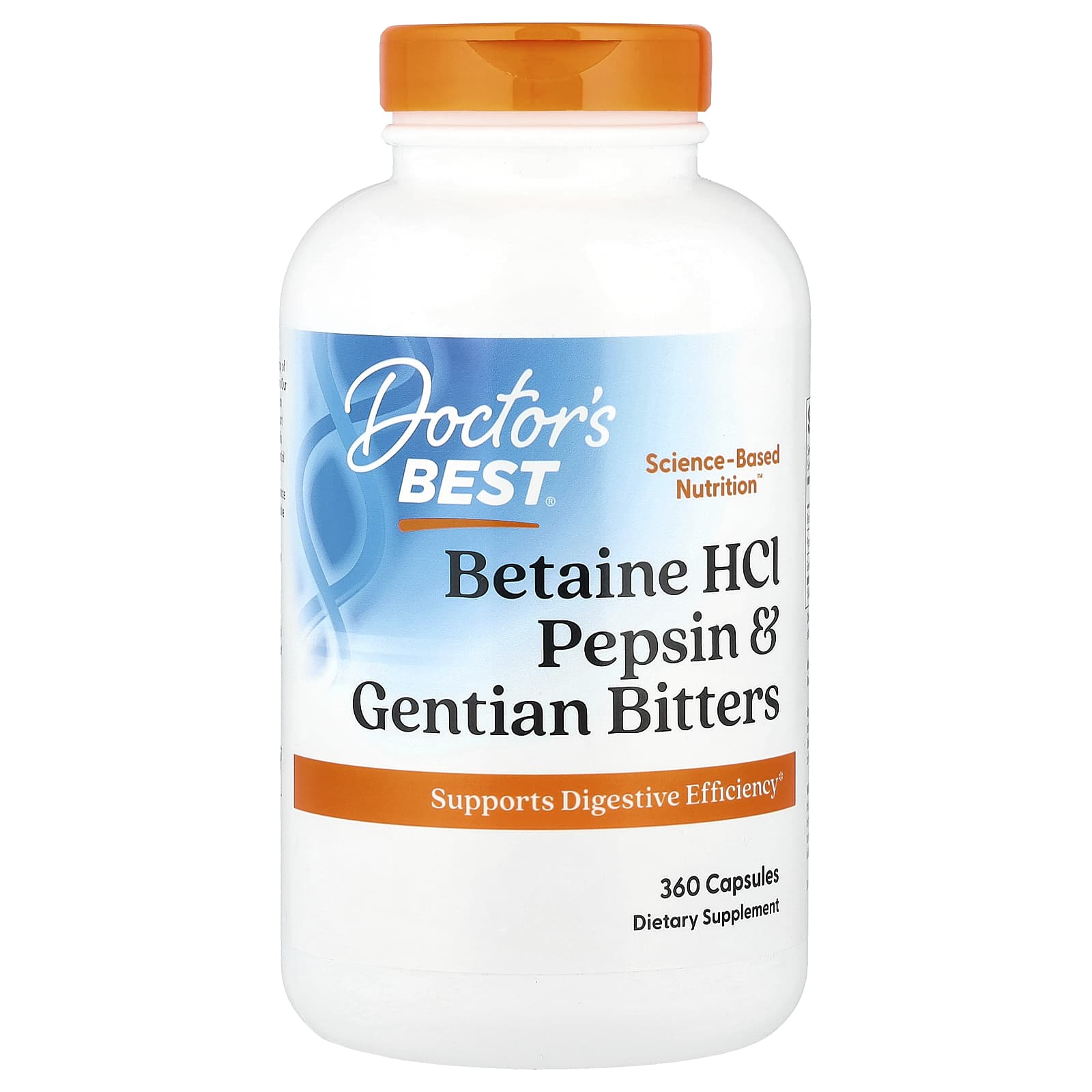 Doctor's Best Betaine HCl Pepsin Gentian 360 капсул