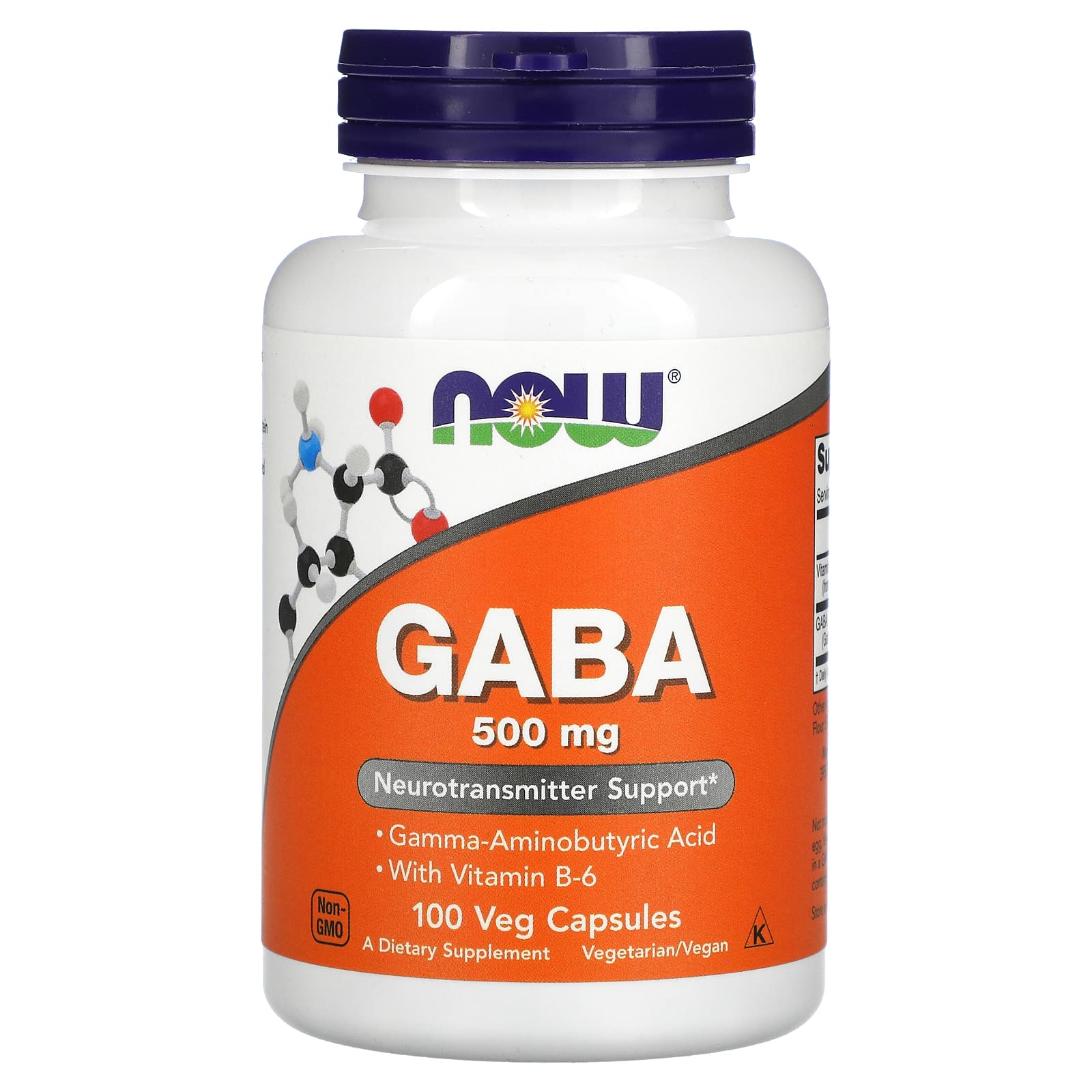 NOW Foods GABA with B6 500 мг 100 капсул