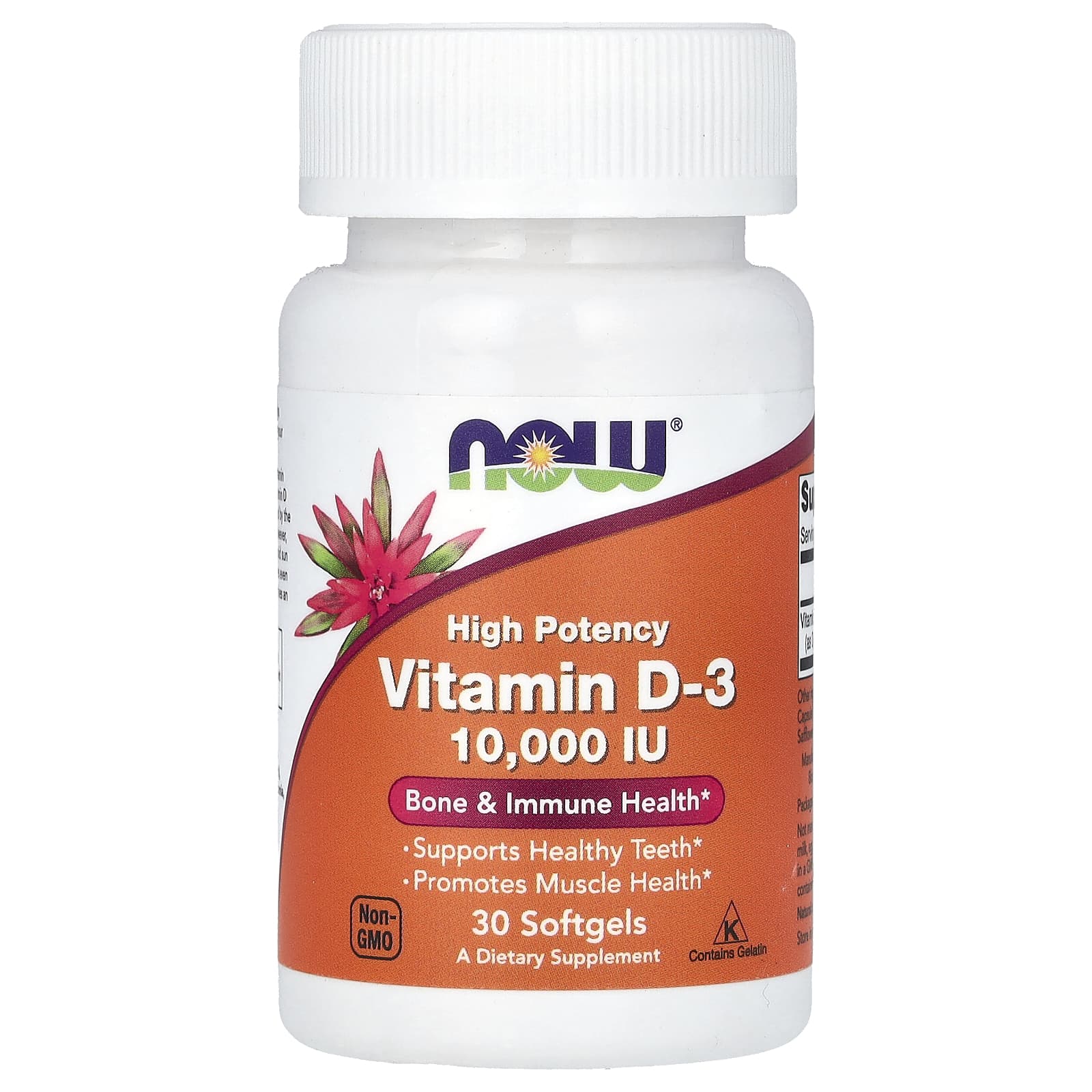 NOW Foods Vitamin D3 10000 IU 30 софтгелей