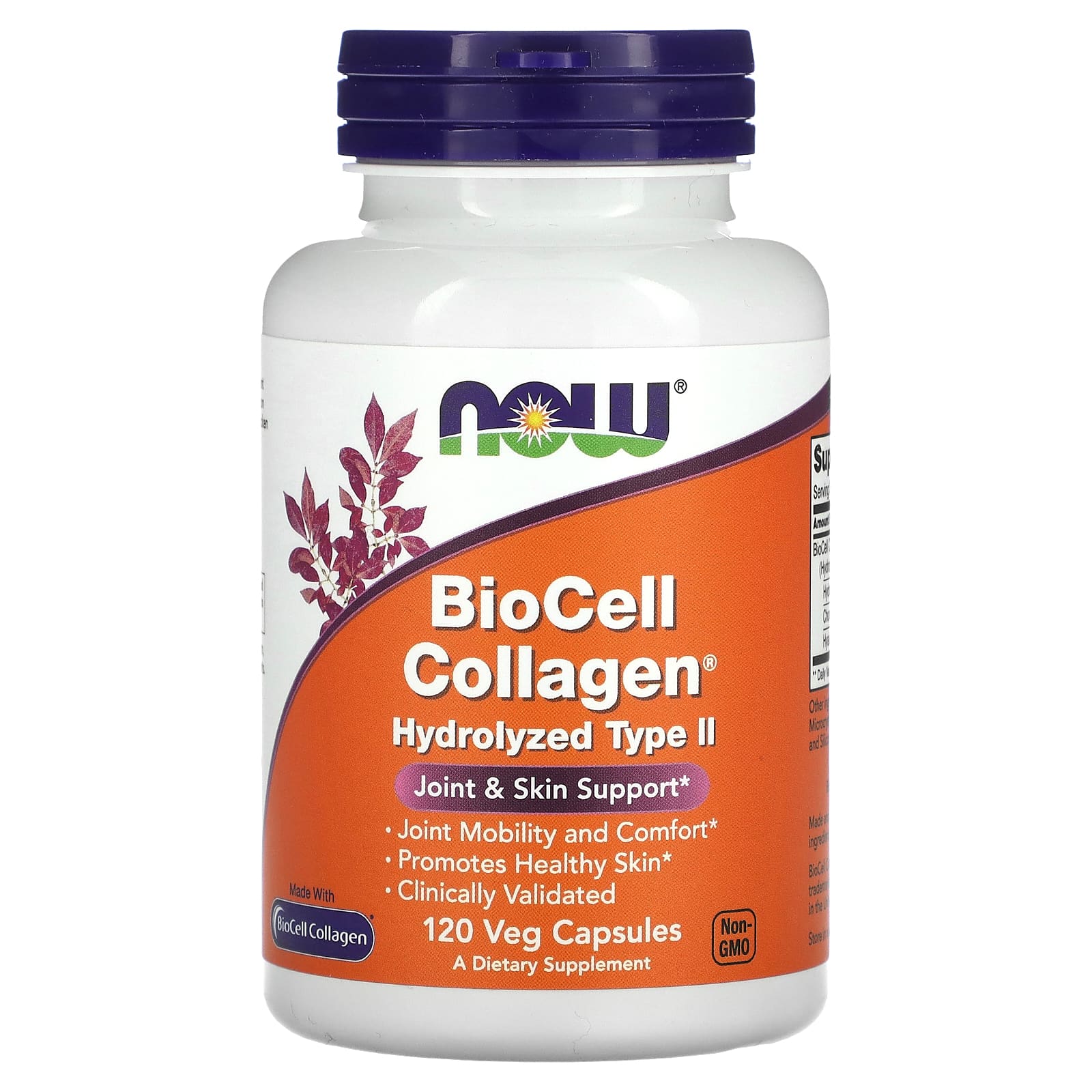 NOW Foods BioCell Collagen коллаген тип II 120 растительных капсул