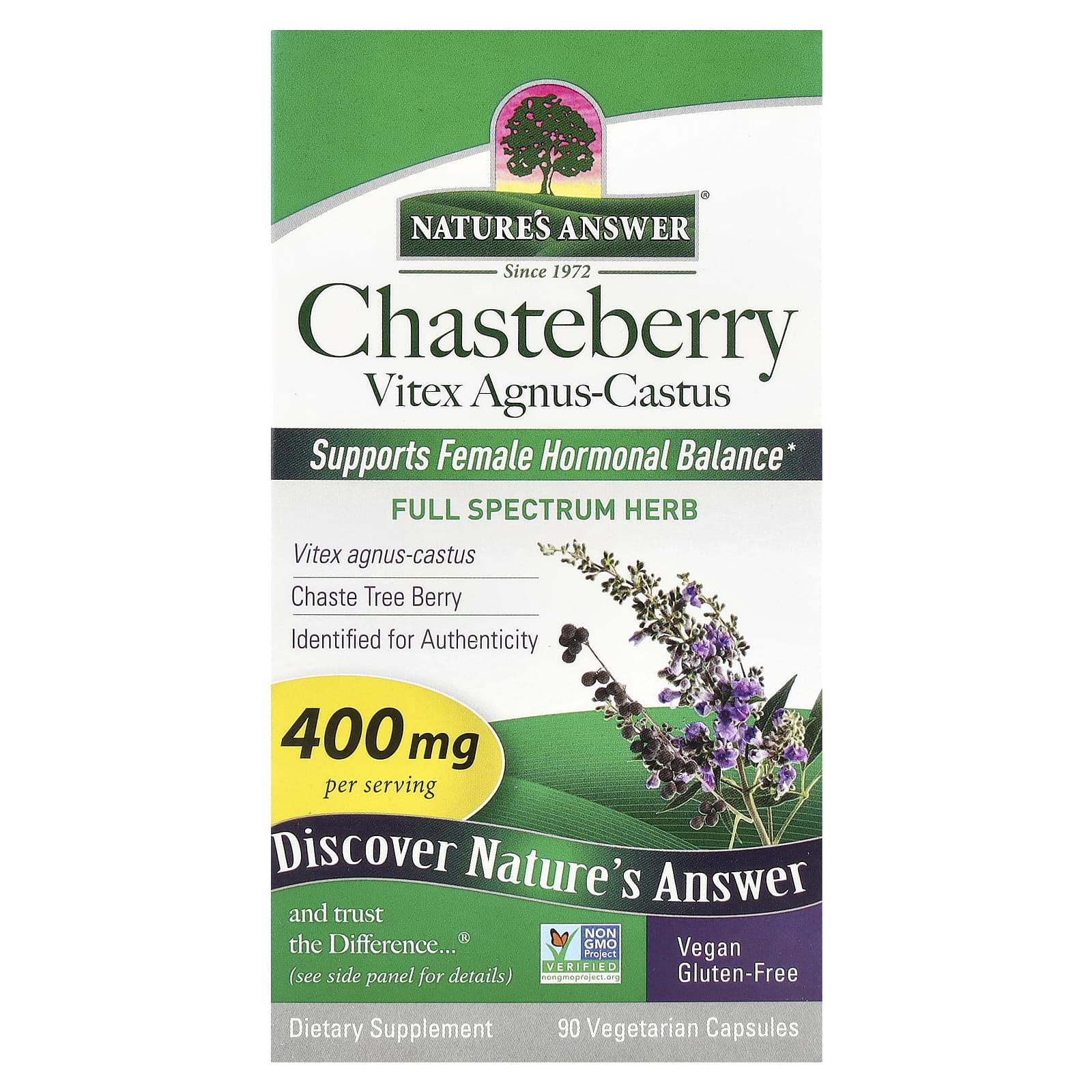Nature's Answer Vitex Chasteberry 400 мг 90 вегетарианских капсул