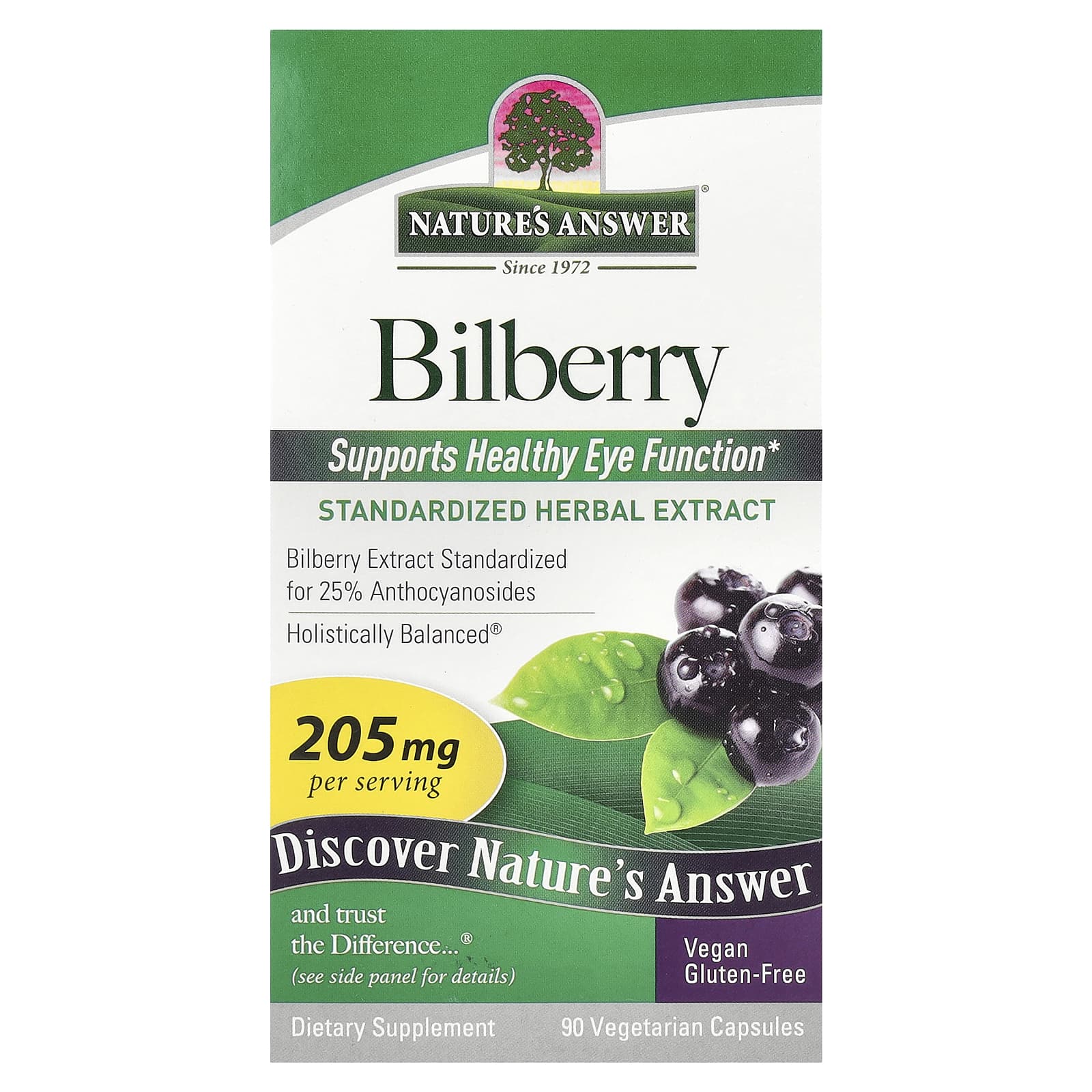 Nature's Answer Bilberry Extract 205 мг 90 капсул