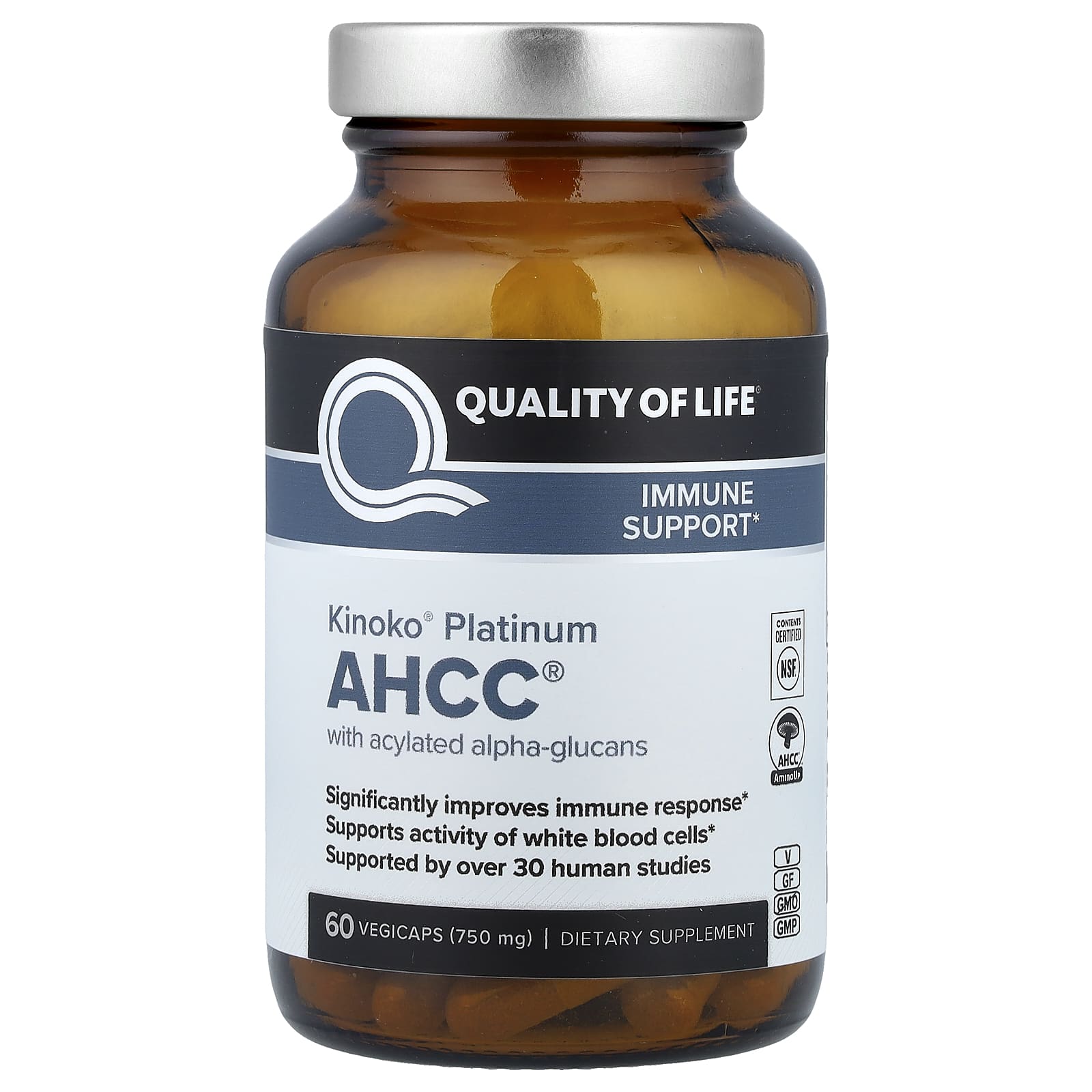 Quality of Life Kinoko Platinum AHCC 60 растительных капсул