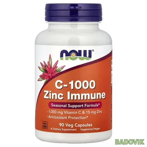 NOW Foods, C-1000 Zinc Immune, витамин C и цинк для иммунитета, 90 растительных капсул