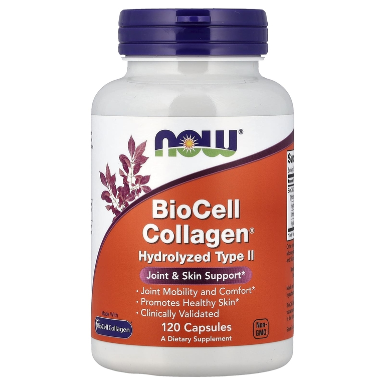 NOW Foods, BioCell Collagen®, гидролизованный коллаген типа II, 120 растительных капсул