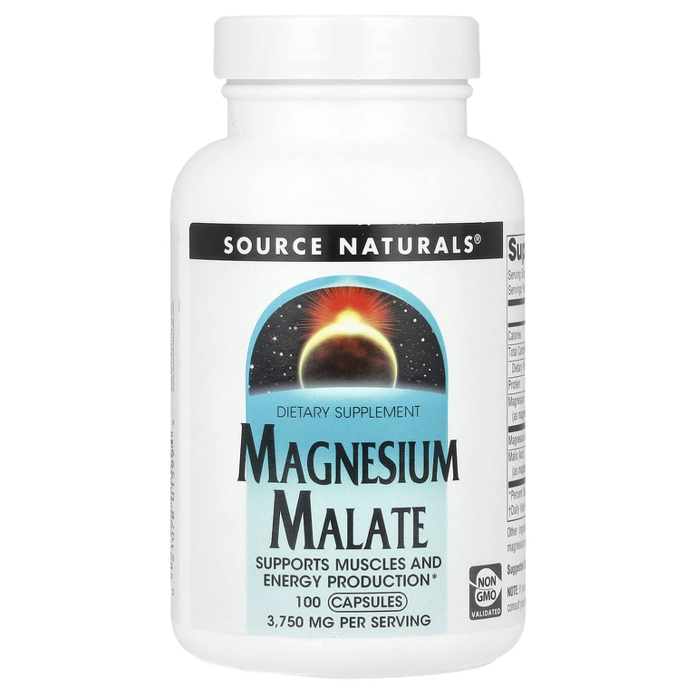 Source Naturals, Малат магния, 100 капсул (625 мг на капсулу)