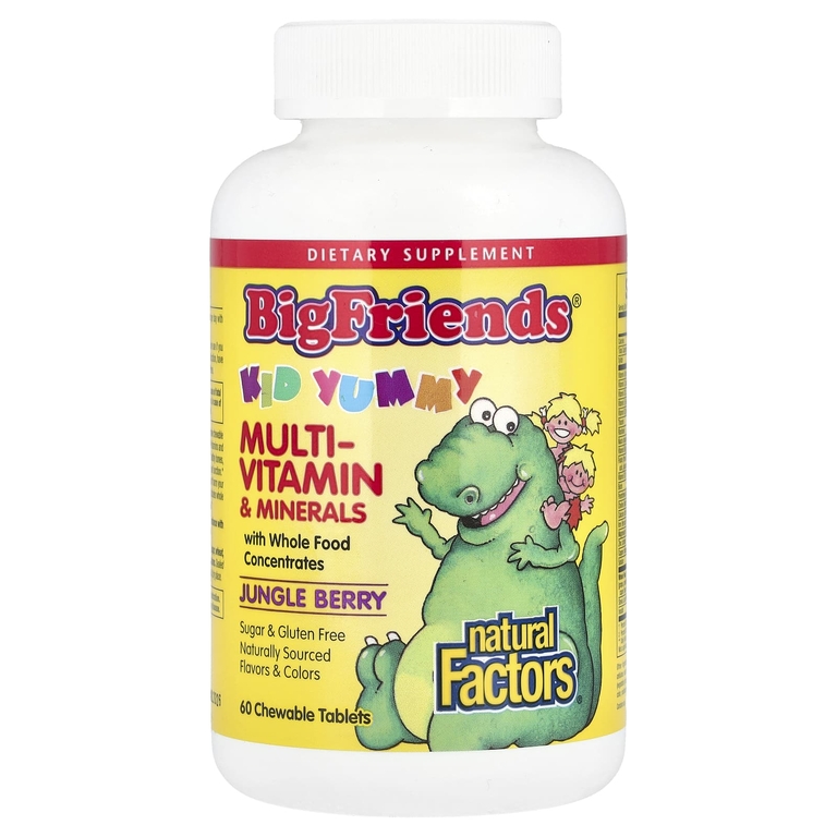 Natural Factors, Big Friends®, мультивитамины и минералы, с ягодным вкусом, 60 жевательных таблеток