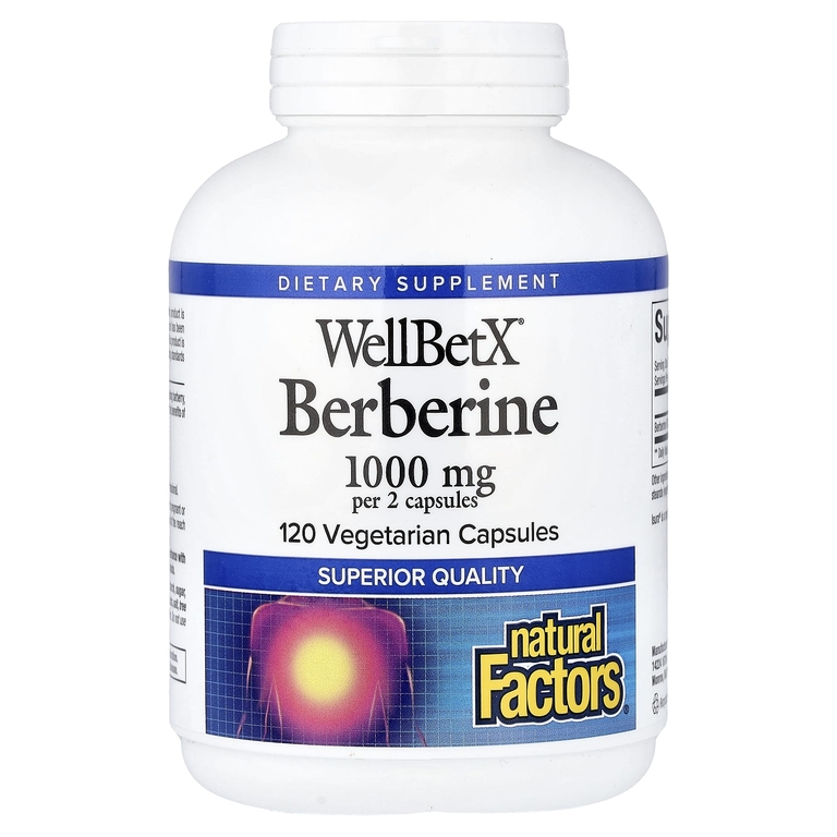 Natural Factors, WellBetX®, берберин, 120 вегетарианских капсул (500 мг в 1 капсуле)