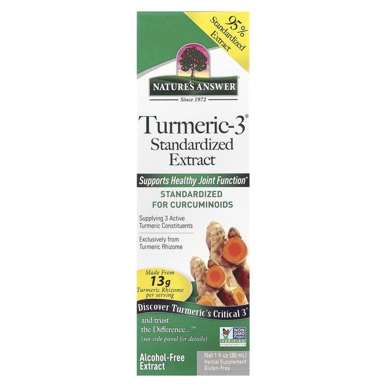 Nature's Answer, Turmeric-3®, без спирта, 200 мг, 30 мл