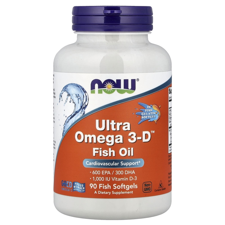 NOW Foods, Ultra Omega 3-D™, рыбий жир, 90 капсул из рыбьего желатина