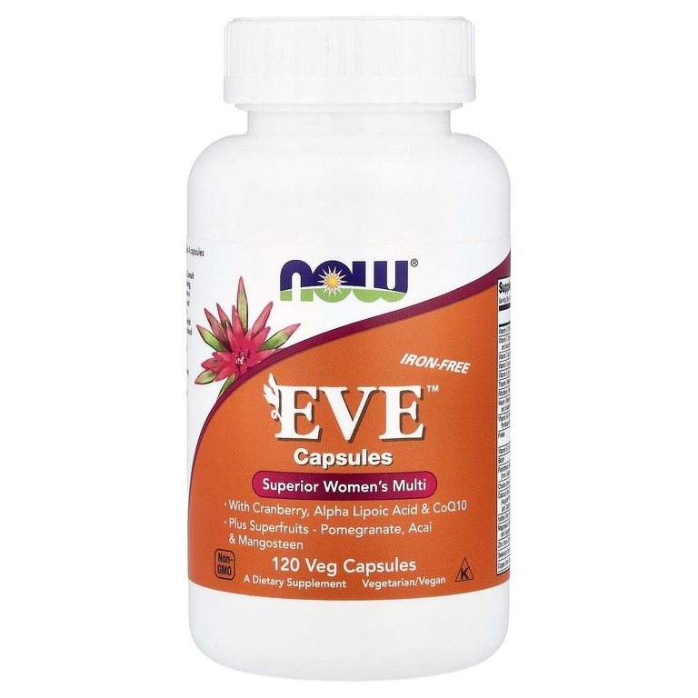 NOW Foods, Eve™, мультивитамины для женщин, без железа, 120 растительных капсул
