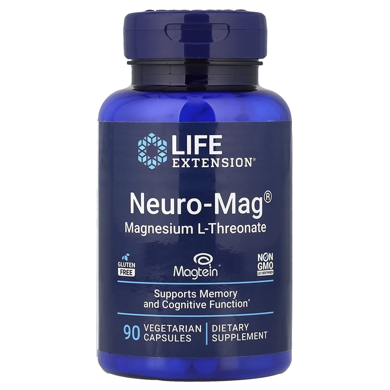 Life Extension, Neuro-Mag®, L-треонат магния, 90 вегетарианских капсул (48 мг в 1 капсуле)