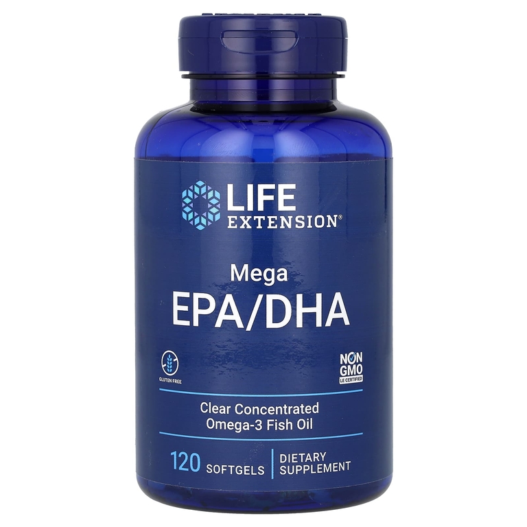 Life Extension, Mega EPA/DHA, ЭПК и ДГК, 120 капсул (1000 мг в 1 капсуле)
